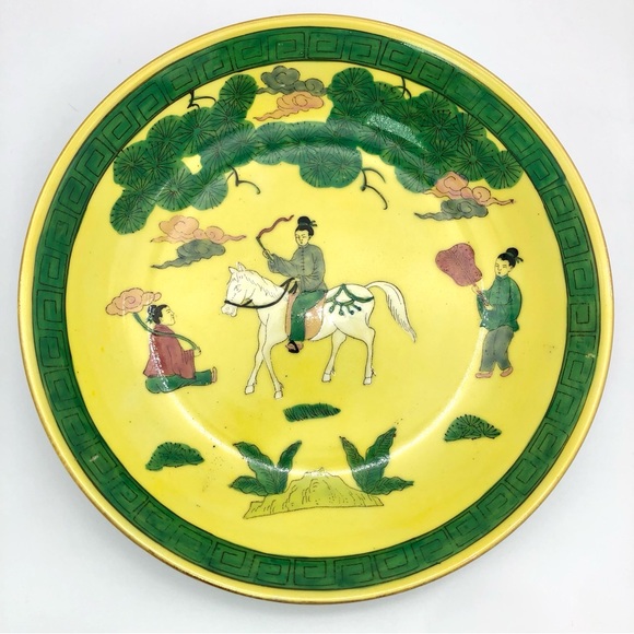 Vtg Japanese Bowl 1970s Andrea Hand Painted Porcelain Yellow With Figural Scene - Picture 9 of 9